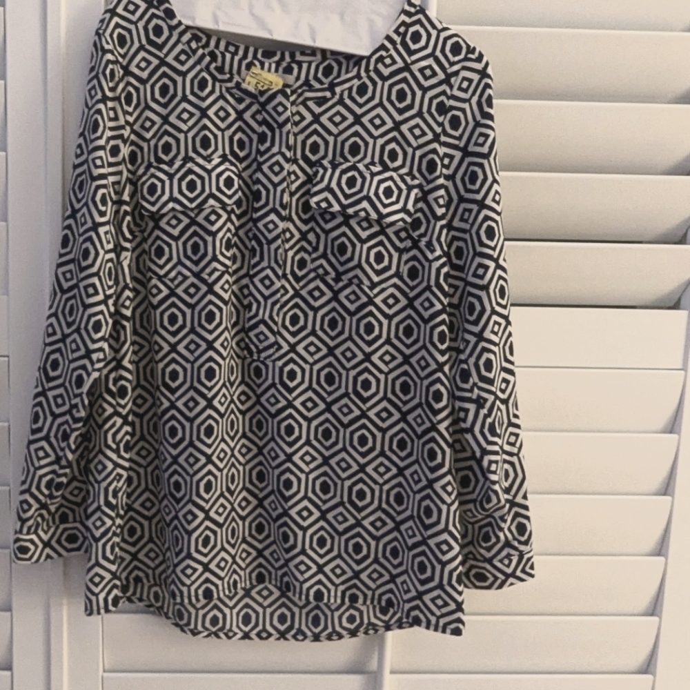 EUC GAP Navy & White Blouse, Small, Navy & White